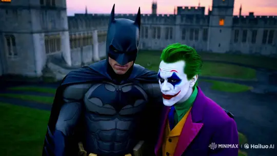 Batman and Joker's Intense Embrace at Arkham Asylum – AI Generated Video | Hailuo AI