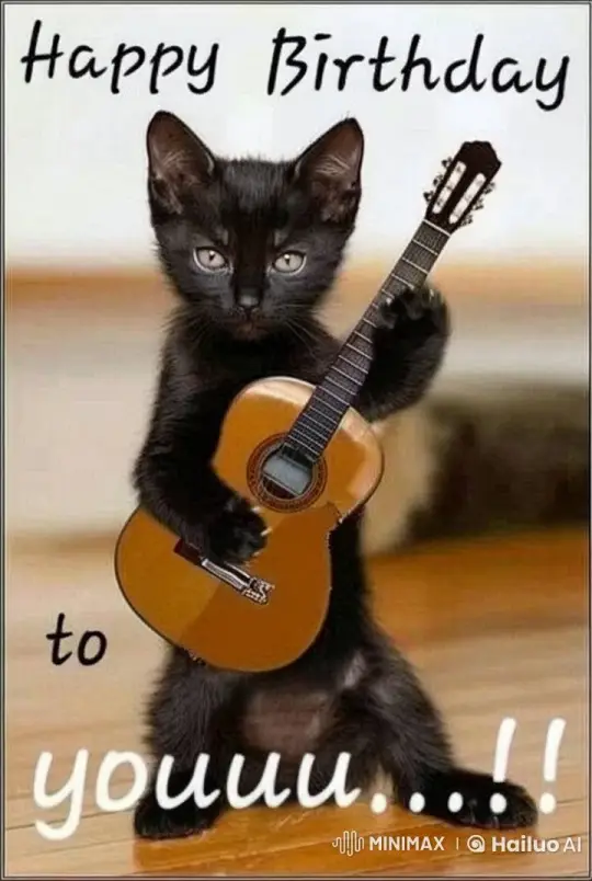 Animated Black Kitten Sings "Happy Birthday, Rita" – AI Generated Video | Hailuo AI