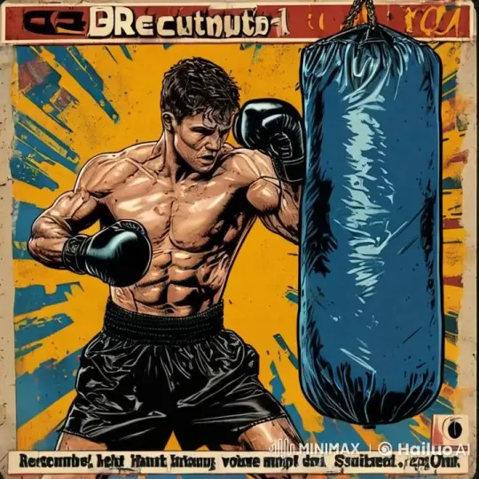 Muscular Boxer Tears Punching Bag, Shows Rooster Tattoo – AI Generated Video | Hailuo AI