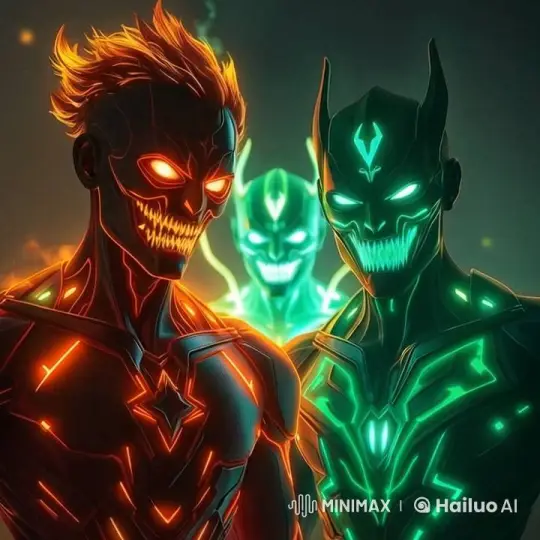 Futuristic Figures in Menacing Stance with Glowing Suits – AI Generated Video | Hailuo AI
