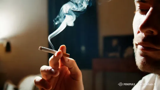 Mysterious Man Smokes in Intimate, Aesthetic Setting – AI Generated Video | Hailuo AI