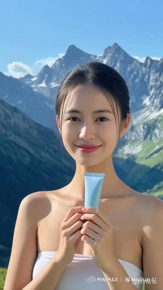 Serene Woman in Mountains with Animated Live2D Background – AI Generated Video | Hailuo AI