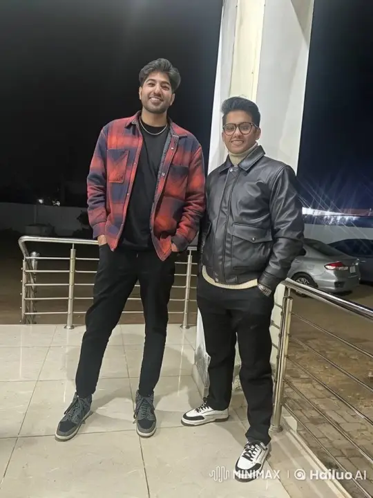 Two Men Casually Chat and Playfully Lower Pants in Animated Video – AI Generated Video | Hailuo AI