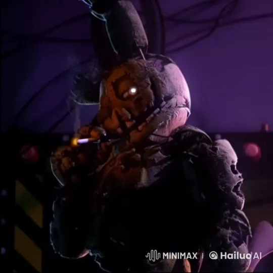 Eerie Animatronic Smokes in Dimly Lit Scene – AI Generated Video | Hailuo AI