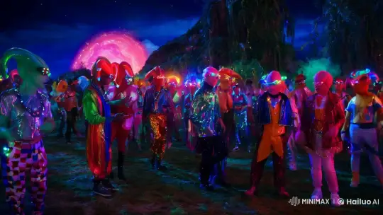 Alien Rave Party in Cosmic Night Wonderland – AI Generated Video | Hailuo AI