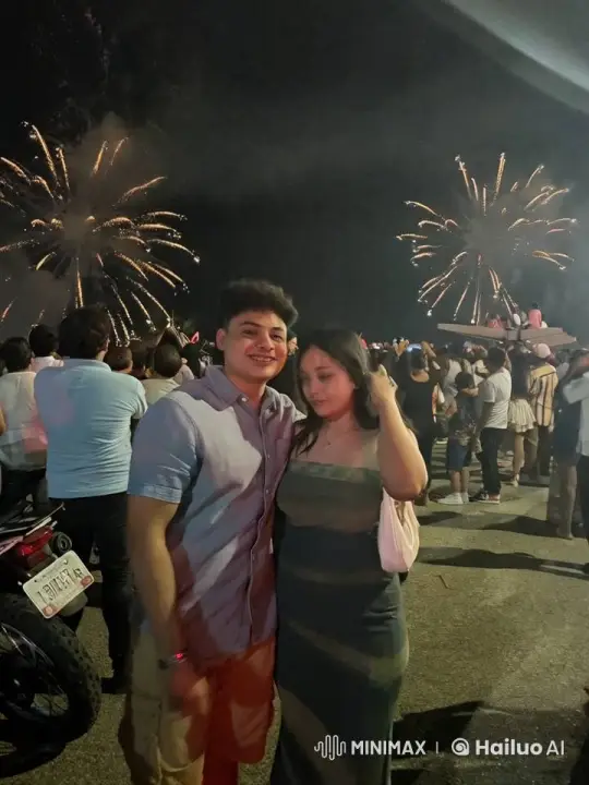 Couple's Intimate Kiss Amidst Fireworks Celebration – AI Generated Video | Hailuo AI