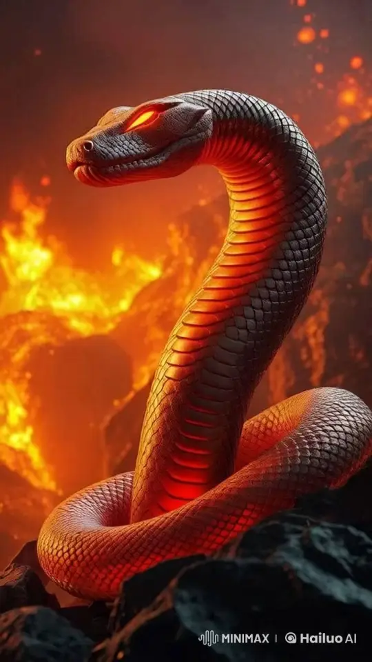 Fiery Serpent Amidst Inferno: Captivating Visuals – AI Generated Video | Hailuo AI