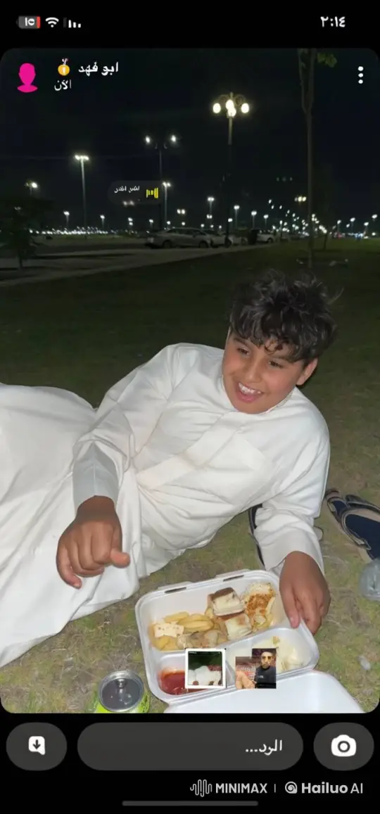 Young Boy Enjoying Meal and Smoking in Park – AI Generated Video | Hailuo AI