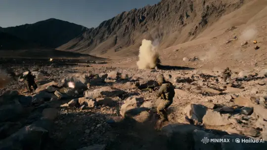 Soldier's Chaotic POV in Mountain Battlefield – AI Generated Video | Hailuo AI