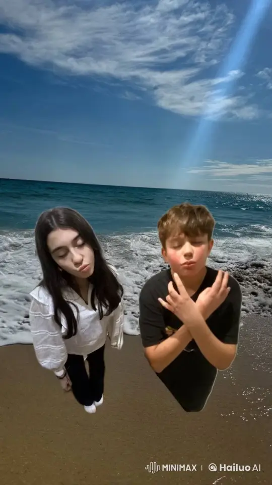 Romantic Beach Kiss Amidst Serene Background – AI Generated Video | Hailuo AI