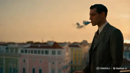 Vintage Dressed Man on Balcony in Slow Motion – AI Generated Video | Hailuo AI