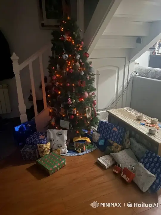 Mystical Christmas Scene with Dancing Shadows – AI Generated Video | Hailuo AI