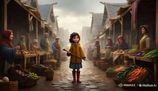 Ella Revives Village Market with Magical Paintbrush – AI Generated Video | Hailuo AI