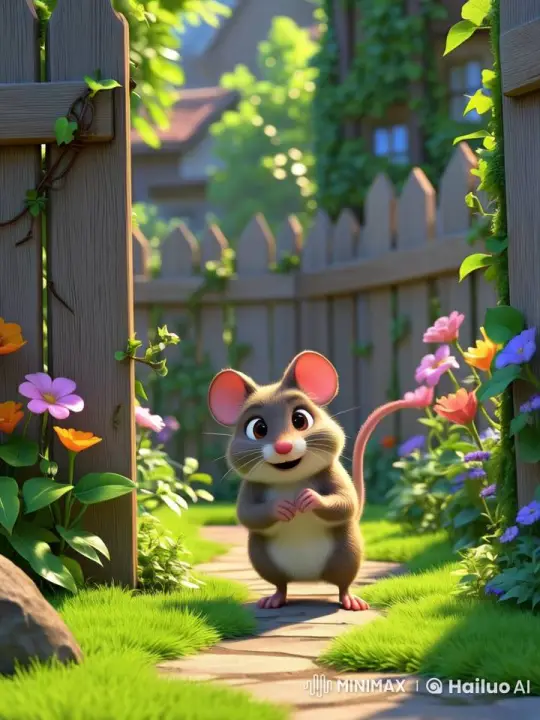 Mischief Mouse Explores Sunlit Garden in Live2D Animation – AI Generated Video | Hailuo AI