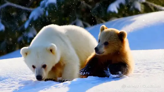 Bear Cubs Play in Winter Wonderland – AI Generated Video | Hailuo AI