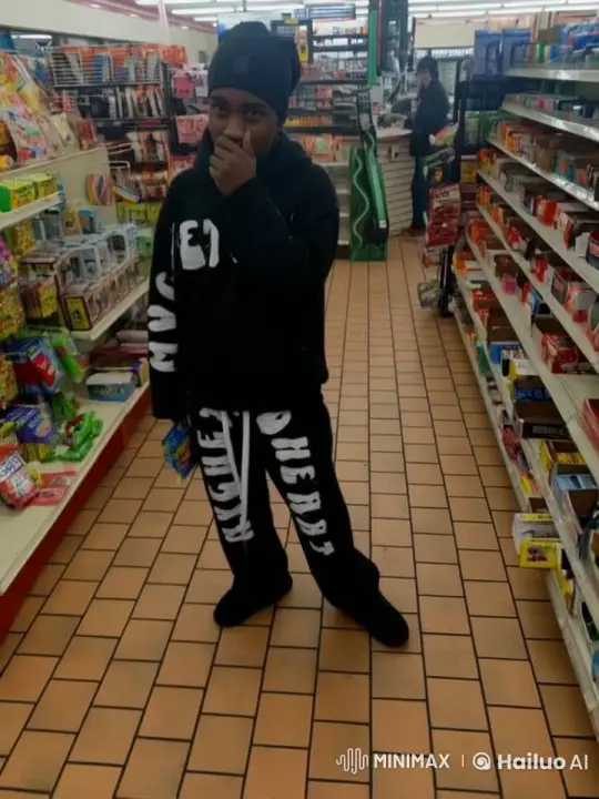 Casual Convenience Store Scene with Watermelon Eater – AI Generated Video | Hailuo AI