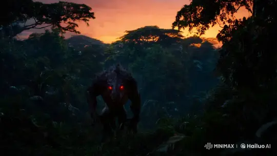 Twilight in the Amazon: Encounter with a Monstrous Creature – AI Generated Video | Hailuo AI