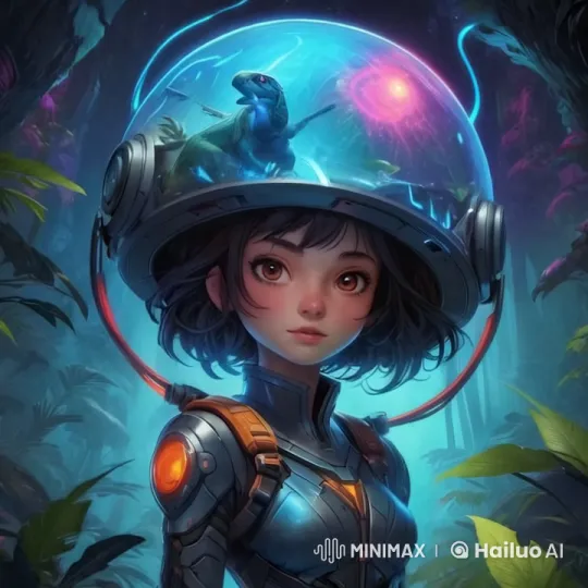 Astronaut in Luminous Forest with Curious Dinosaur – AI Generated Video | Hailuo AI