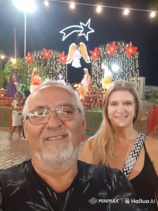 Elderly Couple at Festive Nativety Scene – AI Generated Video | Hailuo AI