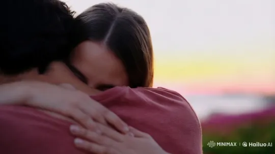 Intimate Embrace in a Dreamy Pastel Landscape – AI Generated Video | Hailuo AI