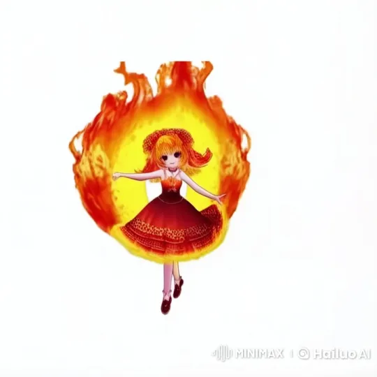 Fire Girl Conjures Flames in Live2D Animation – AI Generated Video | Hailuo AI