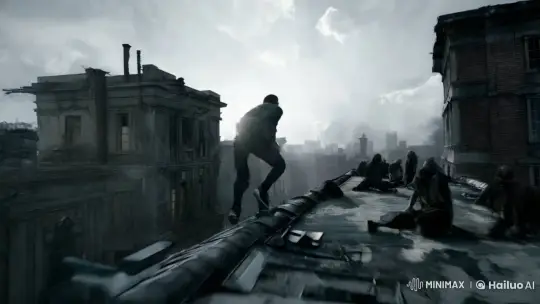 Zombie City Rooftop Chase: Athletic Protagonist's Escape – AI Generated Video | Hailuo AI