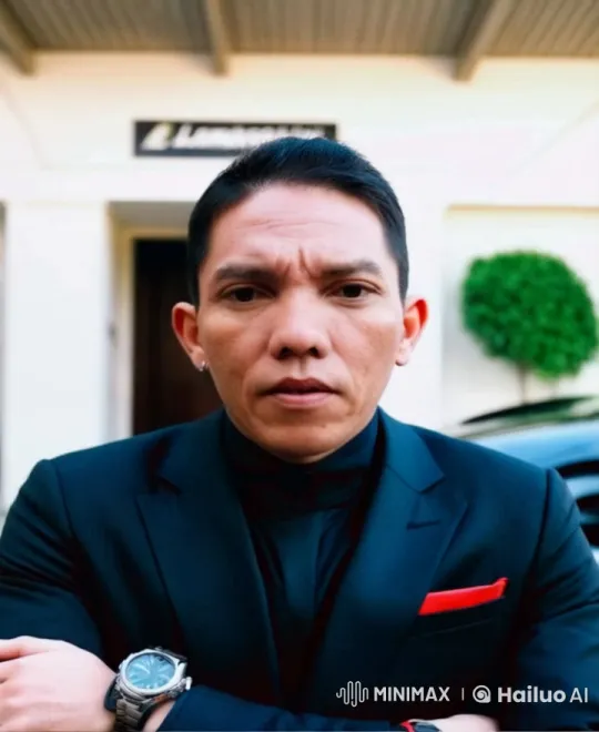 Confident Man Showcases Luxury Car and Building – AI Generated Video | Hailuo AI