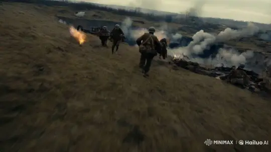 High-Speed POV of WW1 Battlefield Chaos – AI Generated Video | Hailuo AI