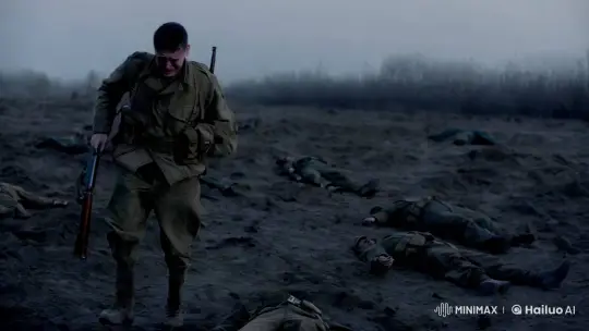 Grieving Soldier on a Desolate Battlefield – AI Generated Video | Hailuo AI