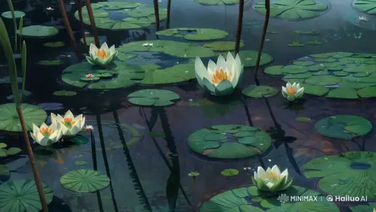 Tranquil Pond with Blooming Water Lilies and Ripples – AI Generated Video | Hailuo AI