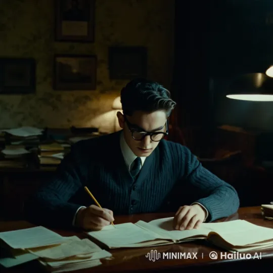 Focused Young Man Studying and Taking Notes – AI Generated Video | Hailuo AI
