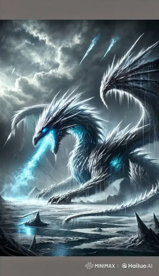 Majestic Ice Dragon Dominates Winter Landscape – AI Generated Video | Hailuo AI