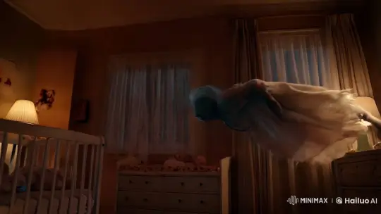 Ghostly Figure Haunts Nursery, Frightening Child – AI Generated Video | Hailuo AI