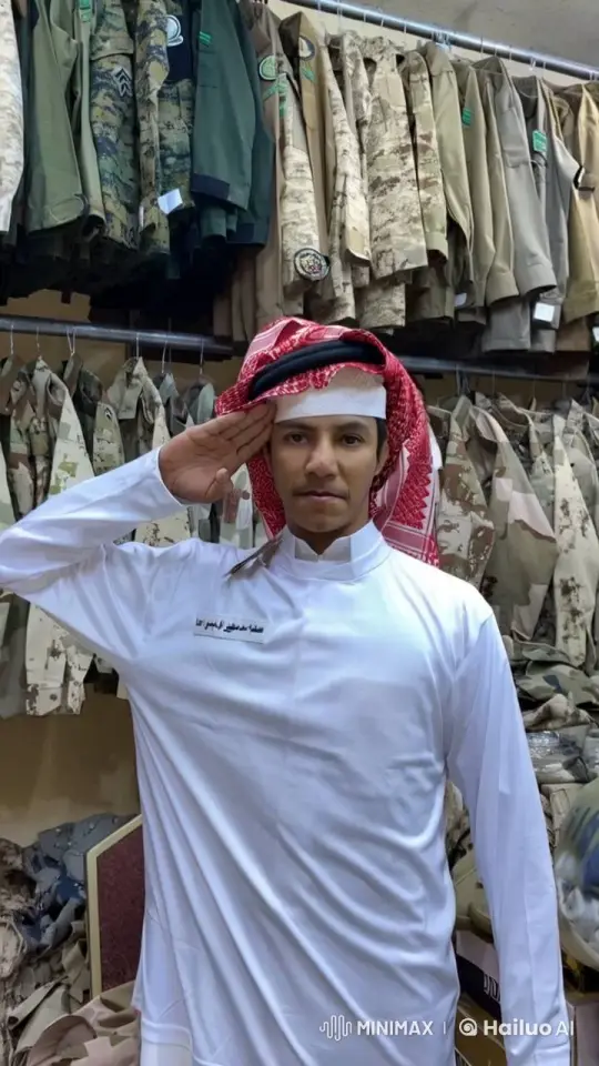 Person Salutes in Military Uniform Store, Smokes Cigarette – AI Generated Video | Hailuo AI