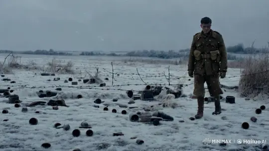 Solitary Soldier on a Wintry WWI Battlefield – AI Generated Video | Hailuo AI
