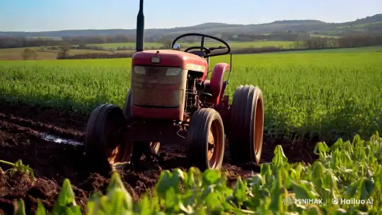 Rustic Charm: Vintage Tractor in Verdant Countryside – AI Generated Video | Hailuo AI