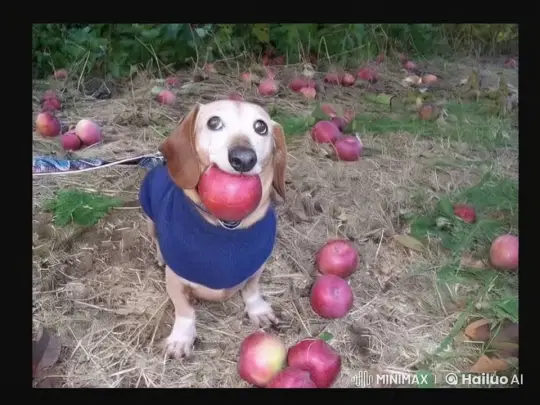 Dog Surprises with Toy Gun While Guarding Apple – AI Generated Video | Hailuo AI