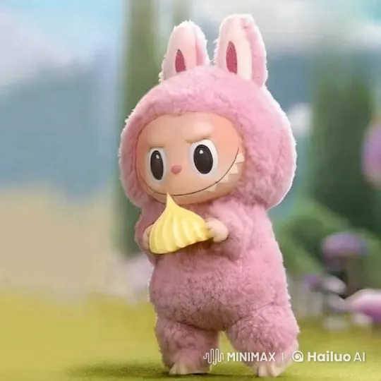 Labu Bu Enjoying a Pastry in a Serene Landscape – AI Generated Video | Hailuo AI