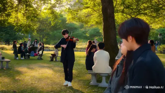 Romantic Encounter Captured in Park's Serenity – AI Generated Video | Hailuo AI