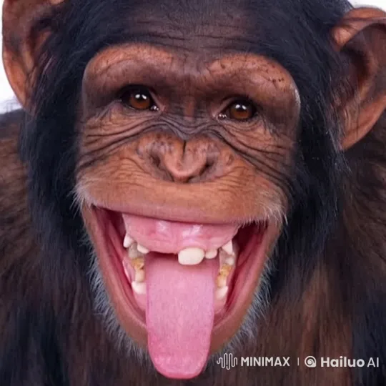 Playful Chimpanzee Expresses Joy with Animated Facial Movements – AI Generated Video | Hailuo AI