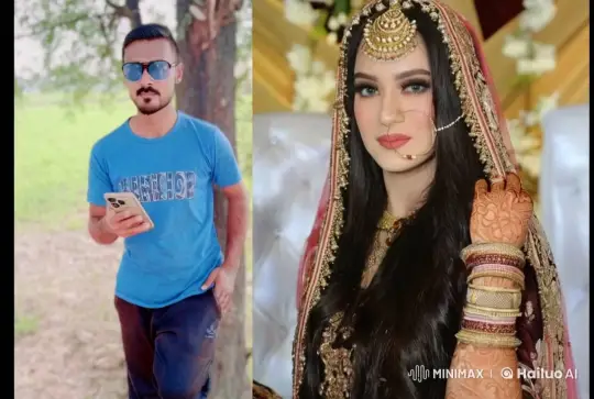 Couple's Tender Moment: Bridal Kiss with Split-Screen – AI Generated Video | Hailuo AI