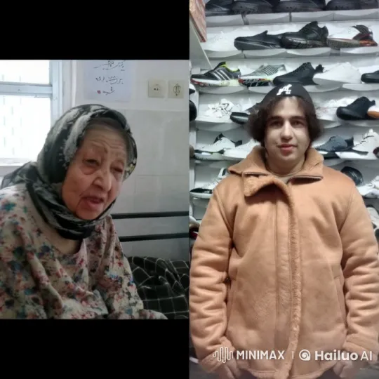 Elderly Woman and Young Man Embrace in Shoe Store – AI Generated Video | Hailuo AI