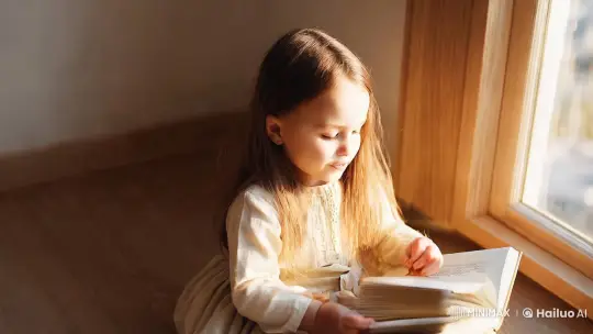 3-Year-Old Girl Delighted by Book Illustrations in 4K – AI Generated Video | Hailuo AI