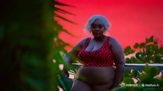 Bohemian African Woman in Lush Greenery with Romantic Sky – AI Generated Video | Hailuo AI