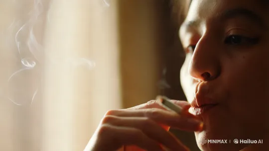 Contemplative Face Amidst Curving Smoke Plumes – AI Generated Video | Hailuo AI