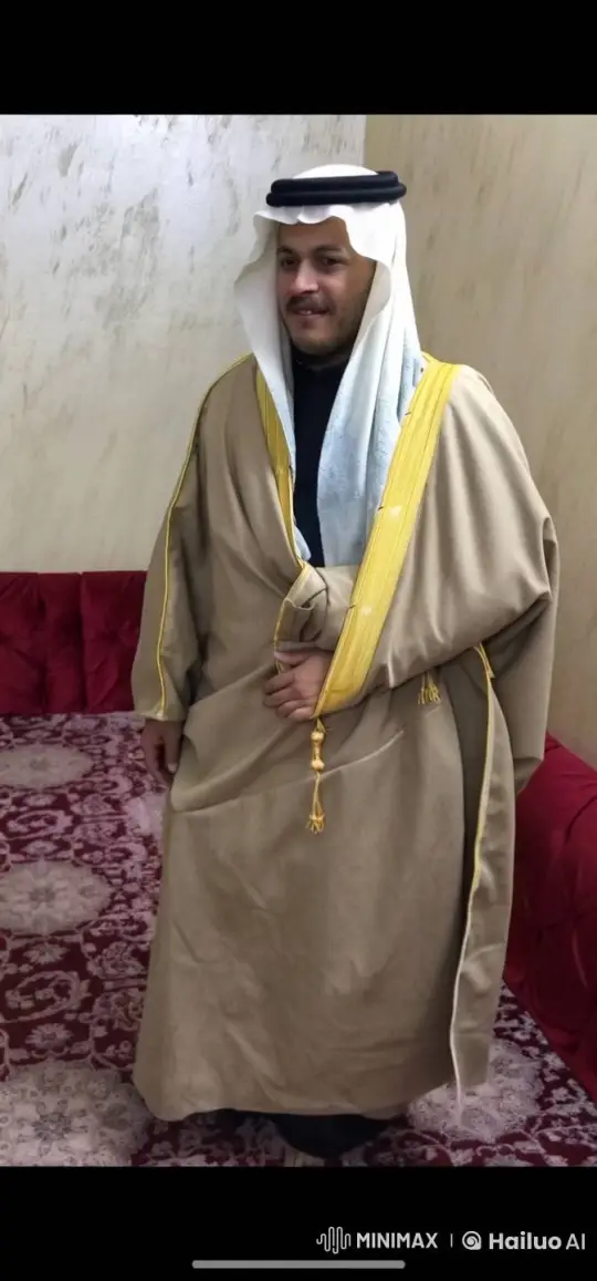 Traditional Attired Man Smoking in Patterned Room – AI Generated Video | Hailuo AI