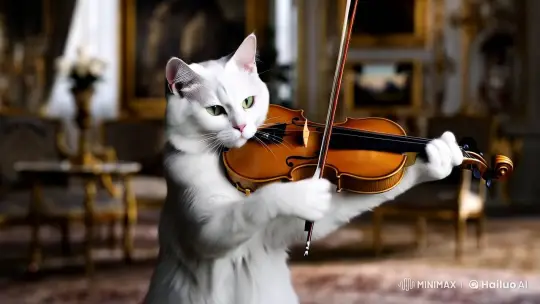 Whimsical Cat Virtuoso in Opulent Setting – AI Generated Video | Hailuo AI