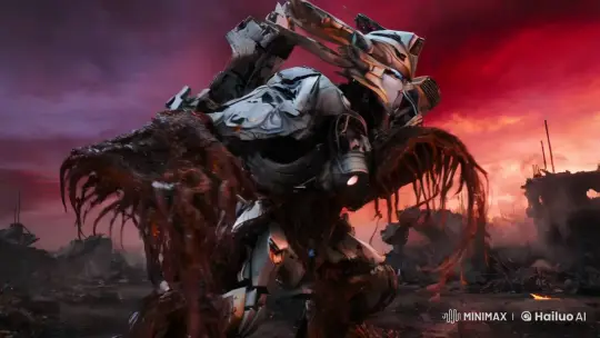 Colossal Mech-Monster in Post-Apocalyptic Dreamscape – AI Generated Video | Hailuo AI