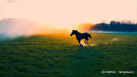 Majestic Horse Gallops Through Golden Twilight – AI Generated Video | Hailuo AI