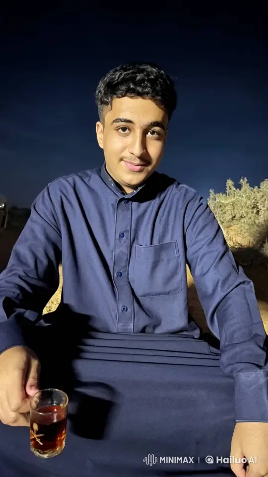 Young Man Enjoying Tea and Cigarette in Desert Night – AI Generated Video | Hailuo AI
